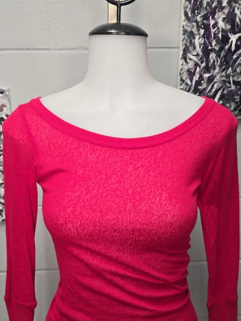 Nike Hot Pink Long Sleeve Boatneck Top
